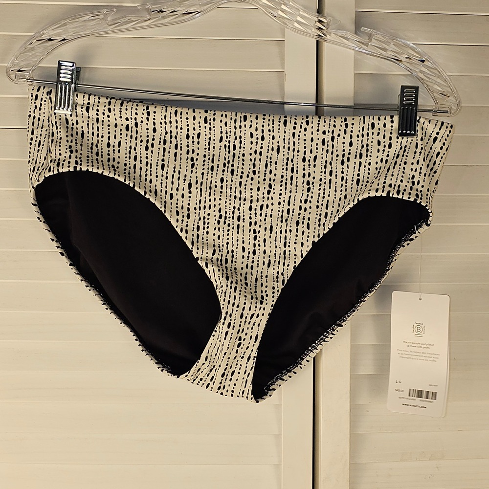 NWT Athleta Womens Sea Salt Rice Pearls Clean Full Bikini Bottom Large
